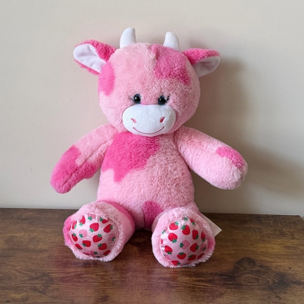 Build A Bear Pink Milkshake Strawberry Cow Plush Limited Release BAB Workshop